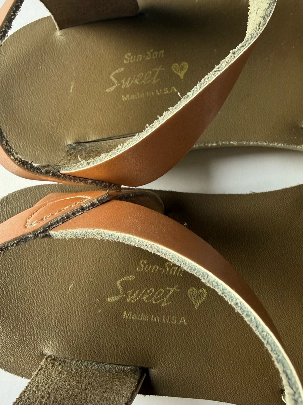 Sun San Sweetheart Metallic Rose Gold Heart-Accent Ankle Strap Sandals size 1